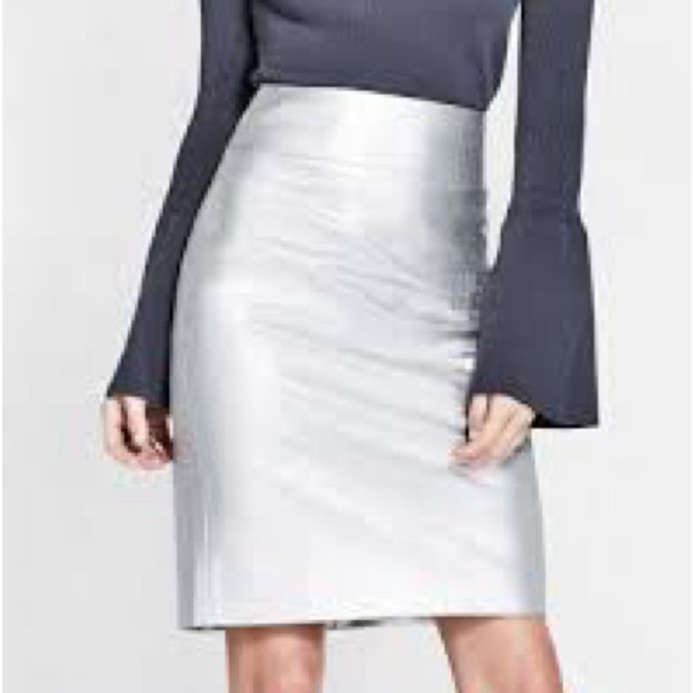 Guess by Marciano Silver Snakeskin Pencil Skirt